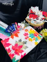 🤍সাদা চন্দ্রি হাফ সিল্ক শাড়ি-প্রিমিয়াম ১৮টি গিফট কম্বো - Image 4